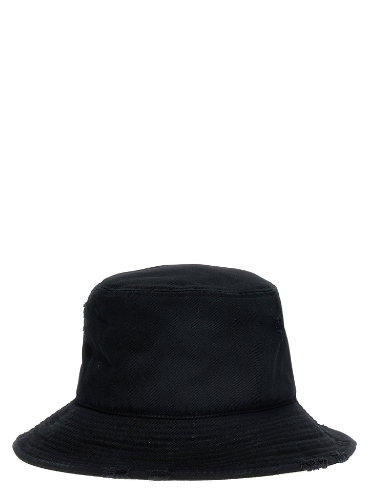 Bucket Hat With Used Effect Cappelli Nero