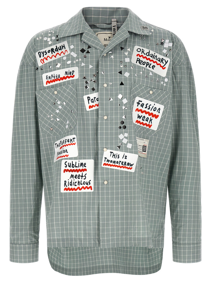 Maison Mihara Yasuhiro Shirt Adhesive Decorations Camicie - Celeste | 9508e21692174a72e5e13dd346374f38d8022339