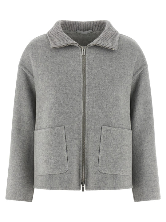 Double Cloth Jacket Puffer Jackets Grigio