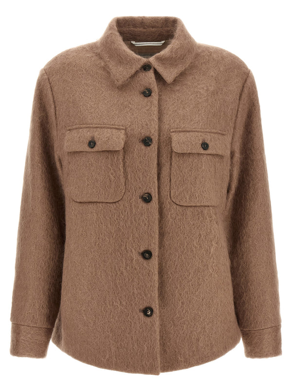Bouclé Overshirt Puffer Jackets Beige