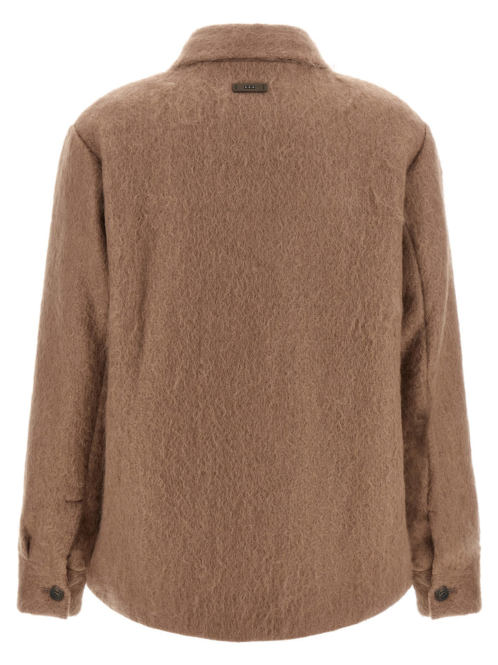 Peserico Bouclé Overshirt Puffer Jackets - Beige | e077060a00357c8b503ca47a47524f7481a3782e