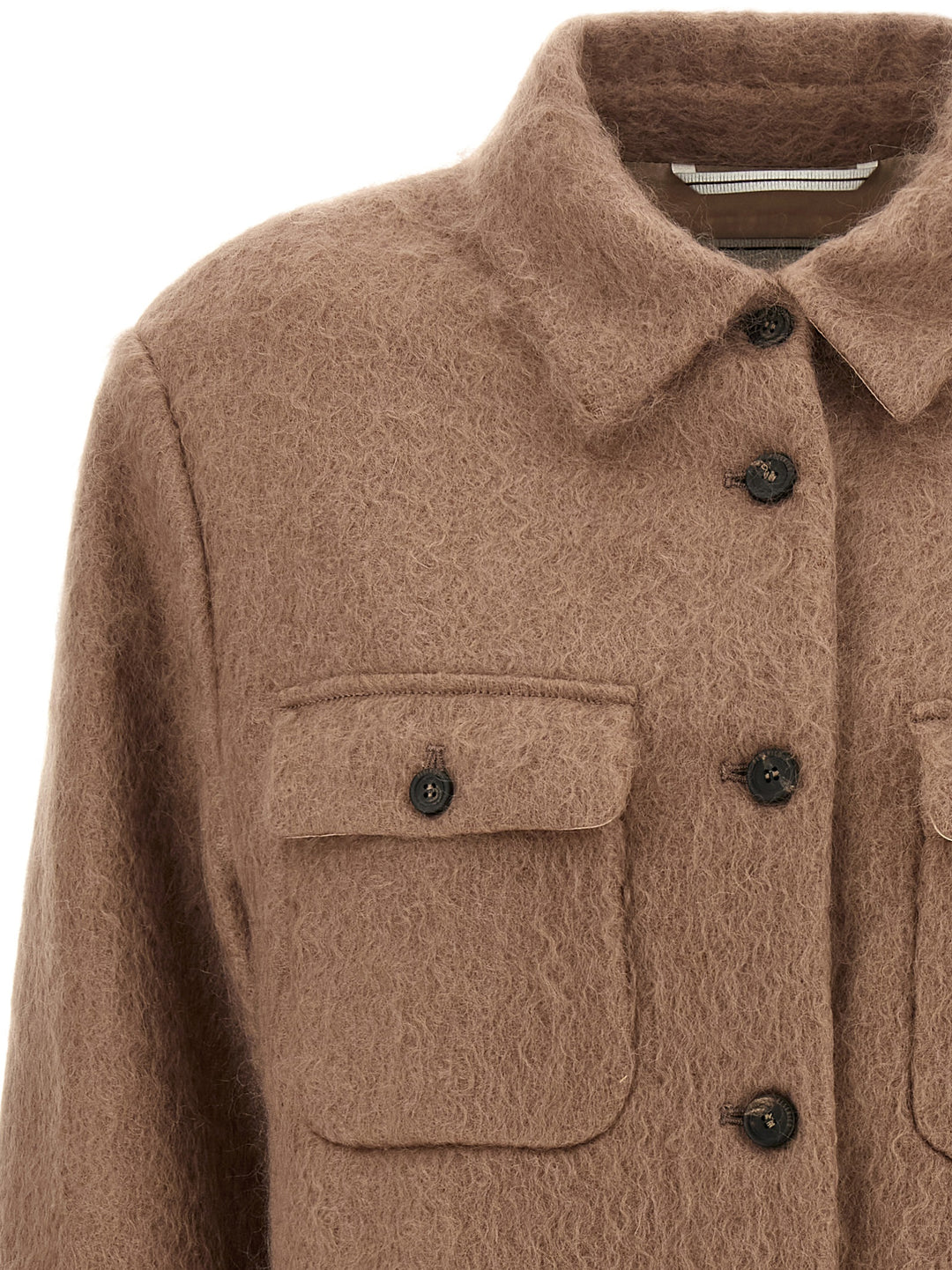 Peserico Bouclé Overshirt Puffer Jackets - Beige | 5df91fe0f64215ee5e2f9460e0565f10c3fbc489