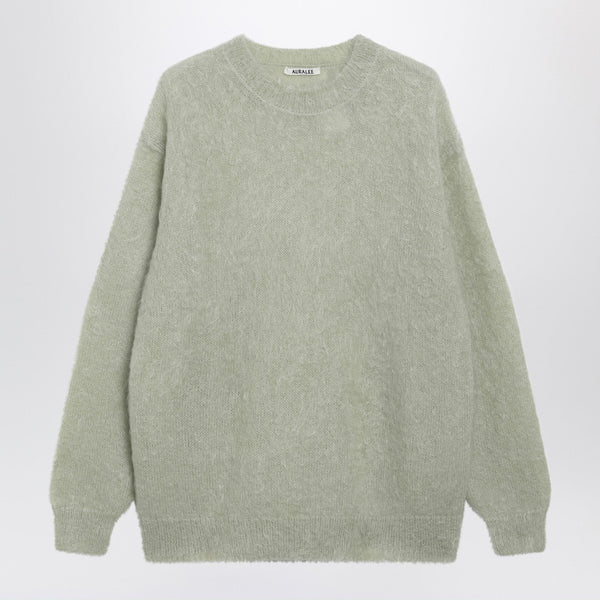 Light Green Brushed Mohair-Blend Sweater