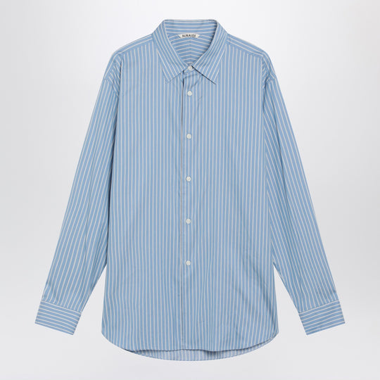 Light Blue Striped Cotton And Silk Shirt