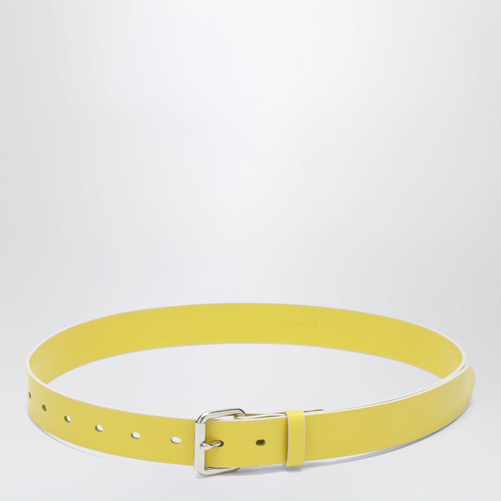 Auralee Ceinture Jaune En Cuir De Vachette Brillant