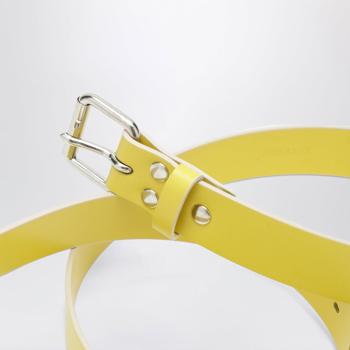 Auralee Ceinture Jaune En Cuir De Vachette Brillant