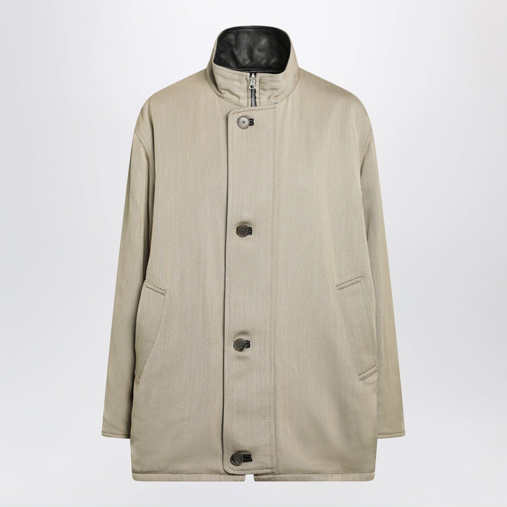Auralee Manteau Court Réversible Beige/Noir En Laine