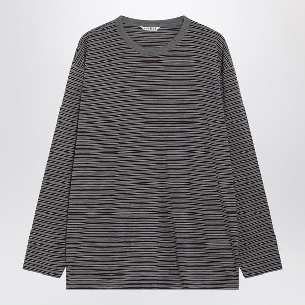 Grey Striped T-Shirt In Wool