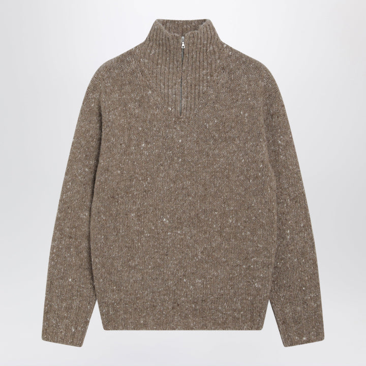 Auralee Pull Chiné Marron en Laine