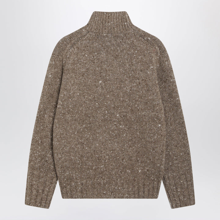 Auralee Pull Chiné Marron en Laine