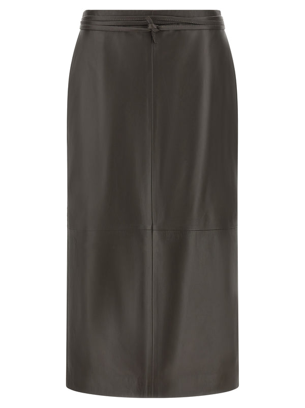 Leather Skirt Gonne Marrone