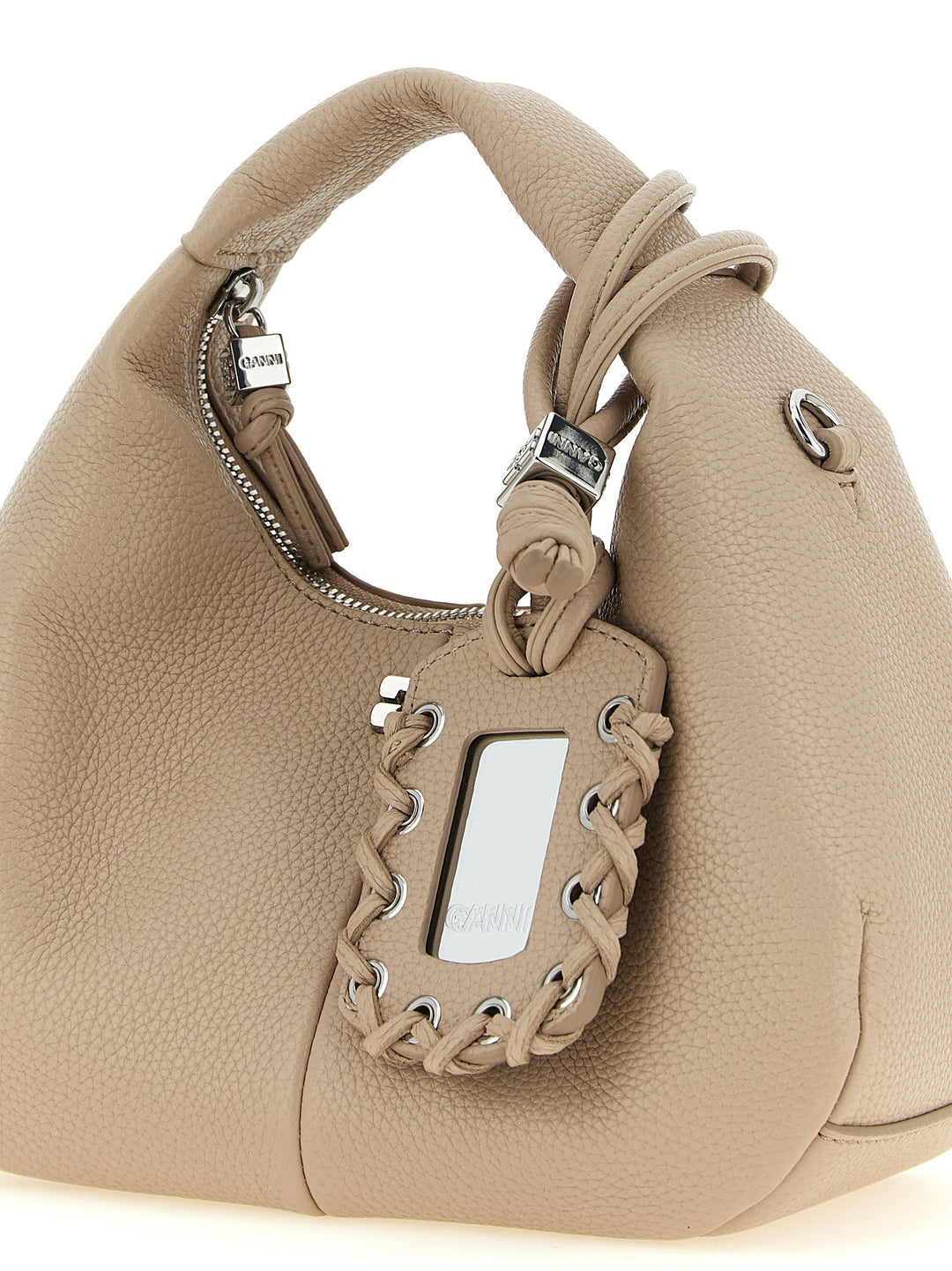 Ganni Mini Hobo Borse a Mano - Beige | d7695ddfa766ec00be0c40c980b754febee7d25d