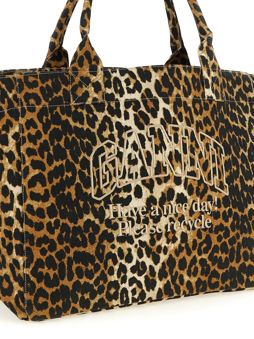 Ganni Leopard Xxl Tote - Marrone | 74635bc9eb5001c3934c8614ce3b58810fb89213