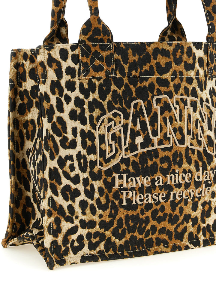 Ganni Leopard Tote - Marrone | b46faefe05394aa6b5165a5aa397c4a53289e92e