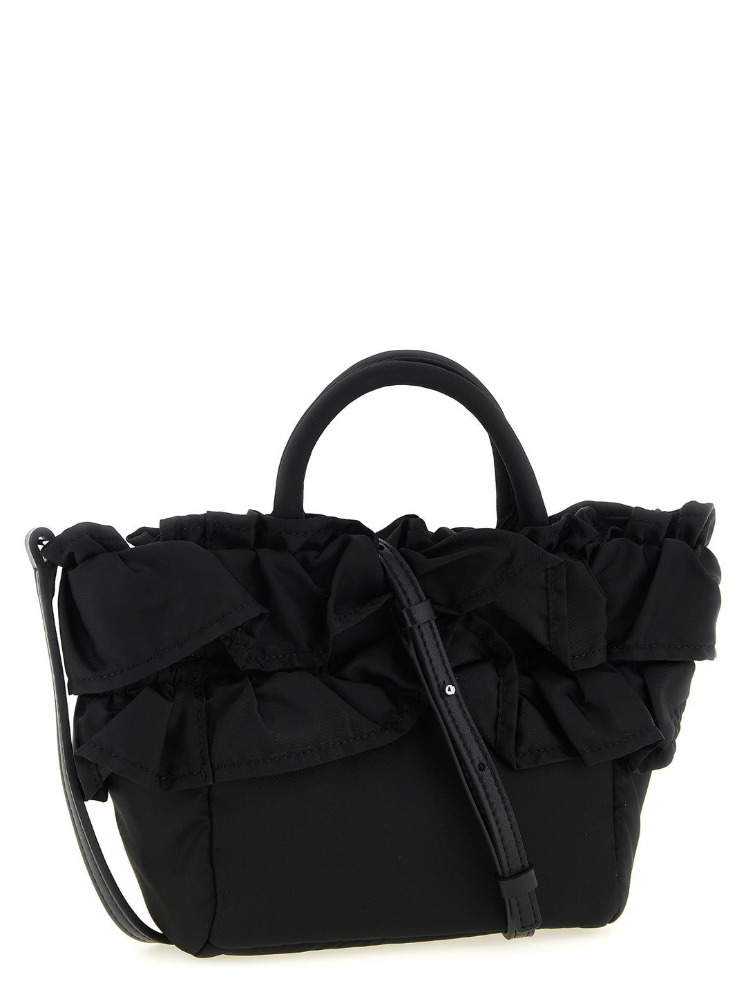 Ganni Mini Shopper Ruffle Borse a Mano - Nero | 9c4a7e60a38fd7efb4f72926f339af1f9cbdaf1c