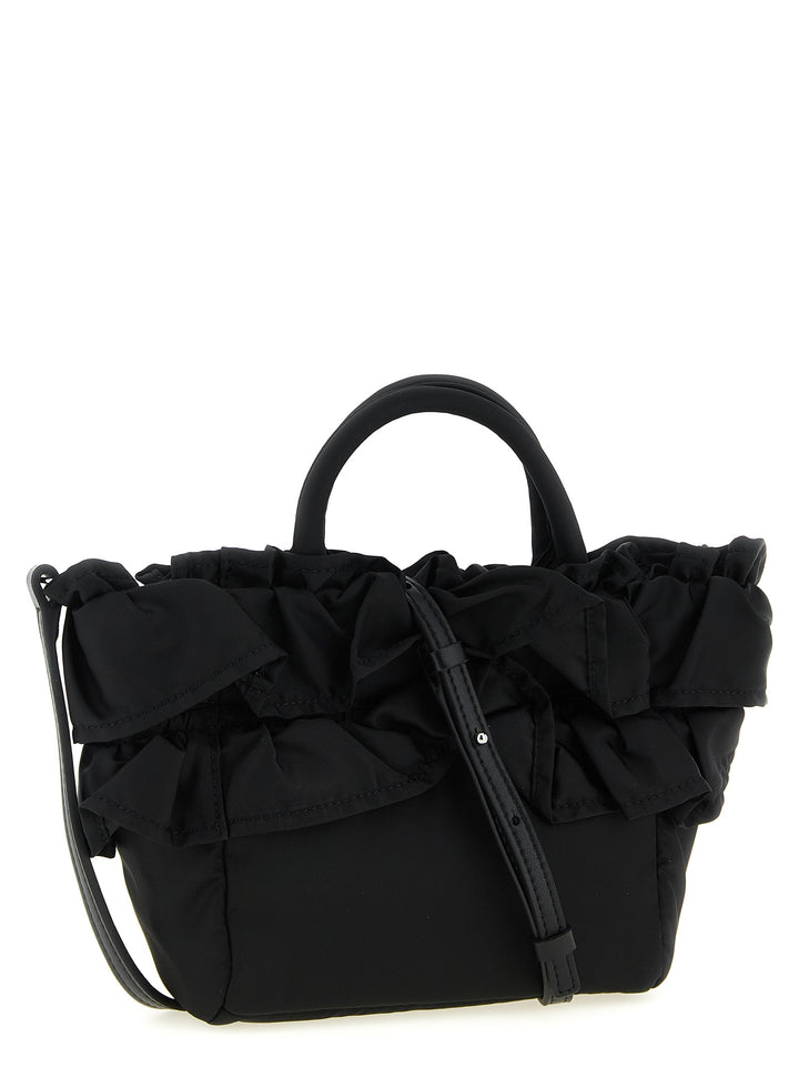Ganni Mini Shopper Ruffle Borse a Mano - Nero | 9c4a7e60a38fd7efb4f72926f339af1f9cbdaf1c