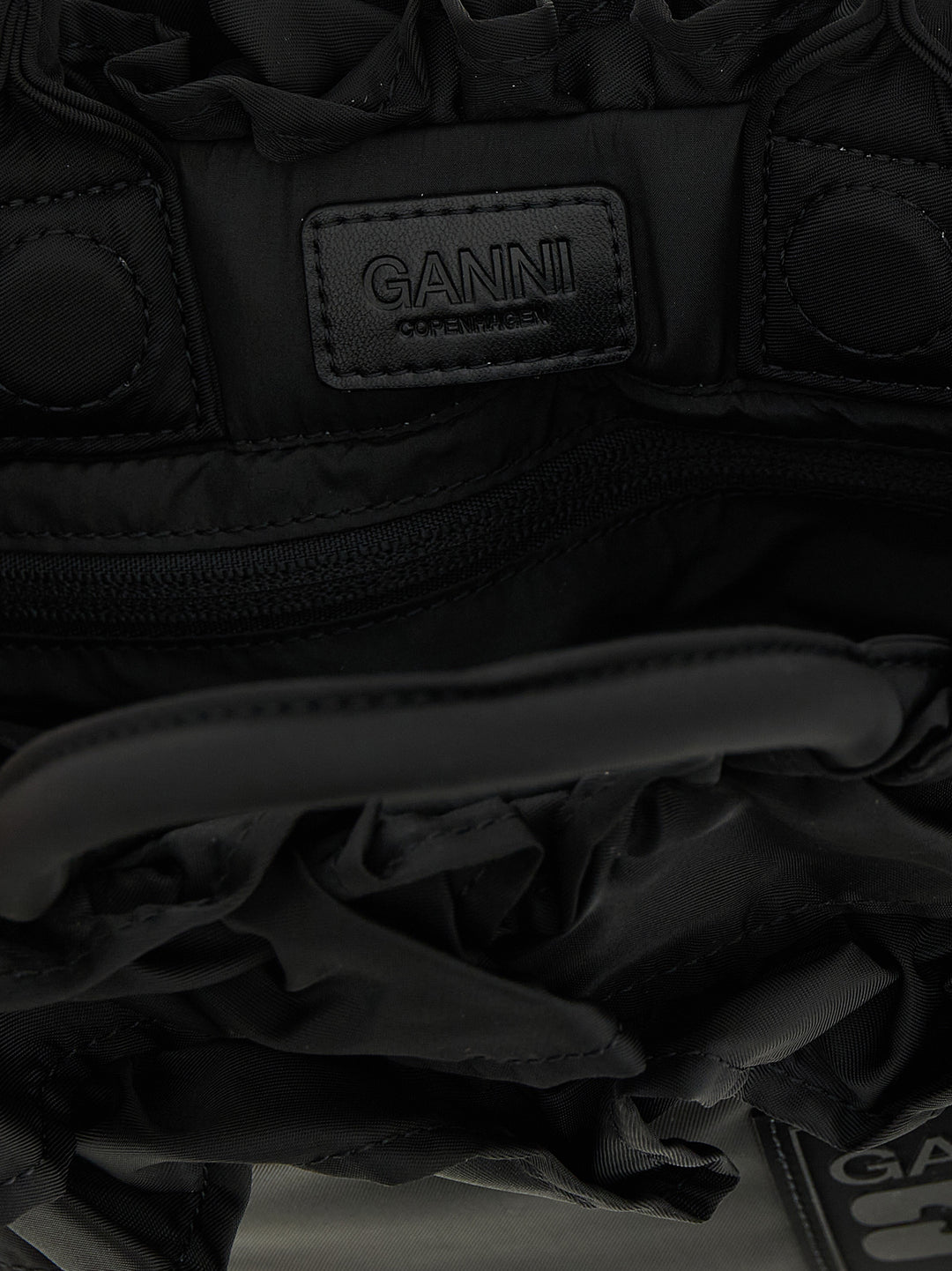Ganni Mini Shopper Ruffle Borse a Mano - Nero | 4a12dcc39a2b809658aa98f1be4db37a16207c12