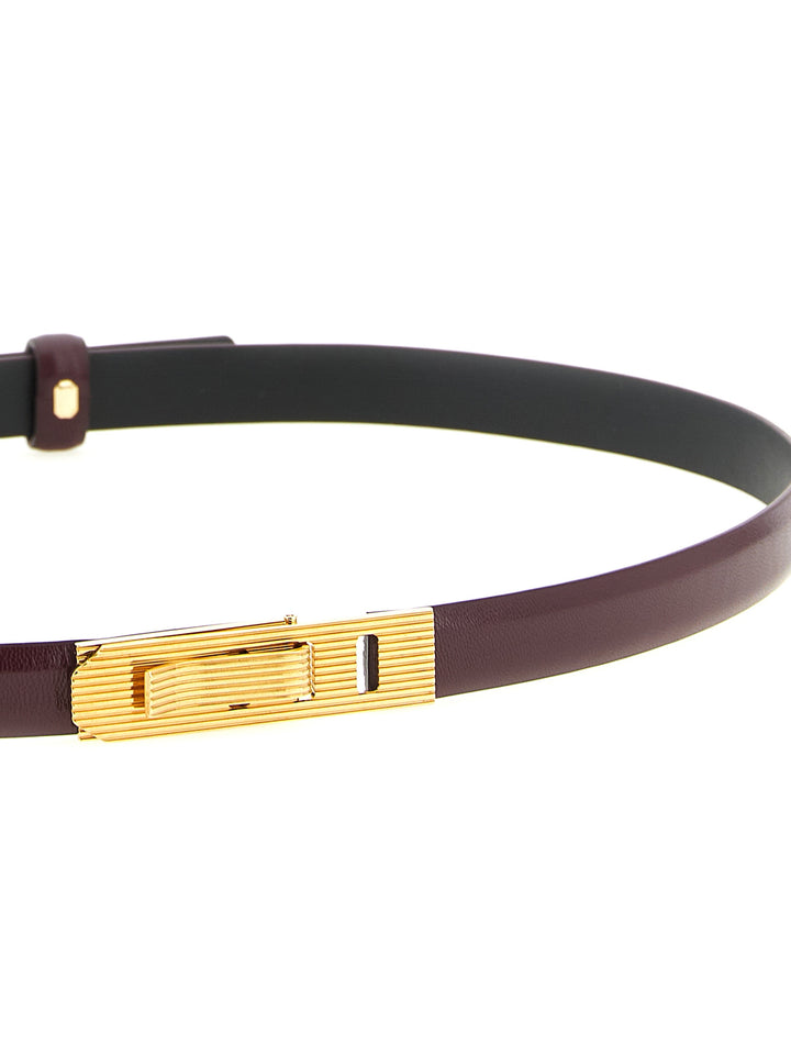 Alberta Ferretti Striped Buckle Belt Cinture - Bordeaux | e2e6a9f4ecdc9bc43e17fd84cd762ff00d2c5f74