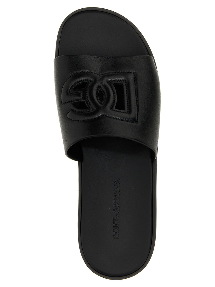 Dolce & Gabbana Logo Slides Sandali - Nero | 20c1337d7cffa55fb3acdbccfb153aa50be1991a