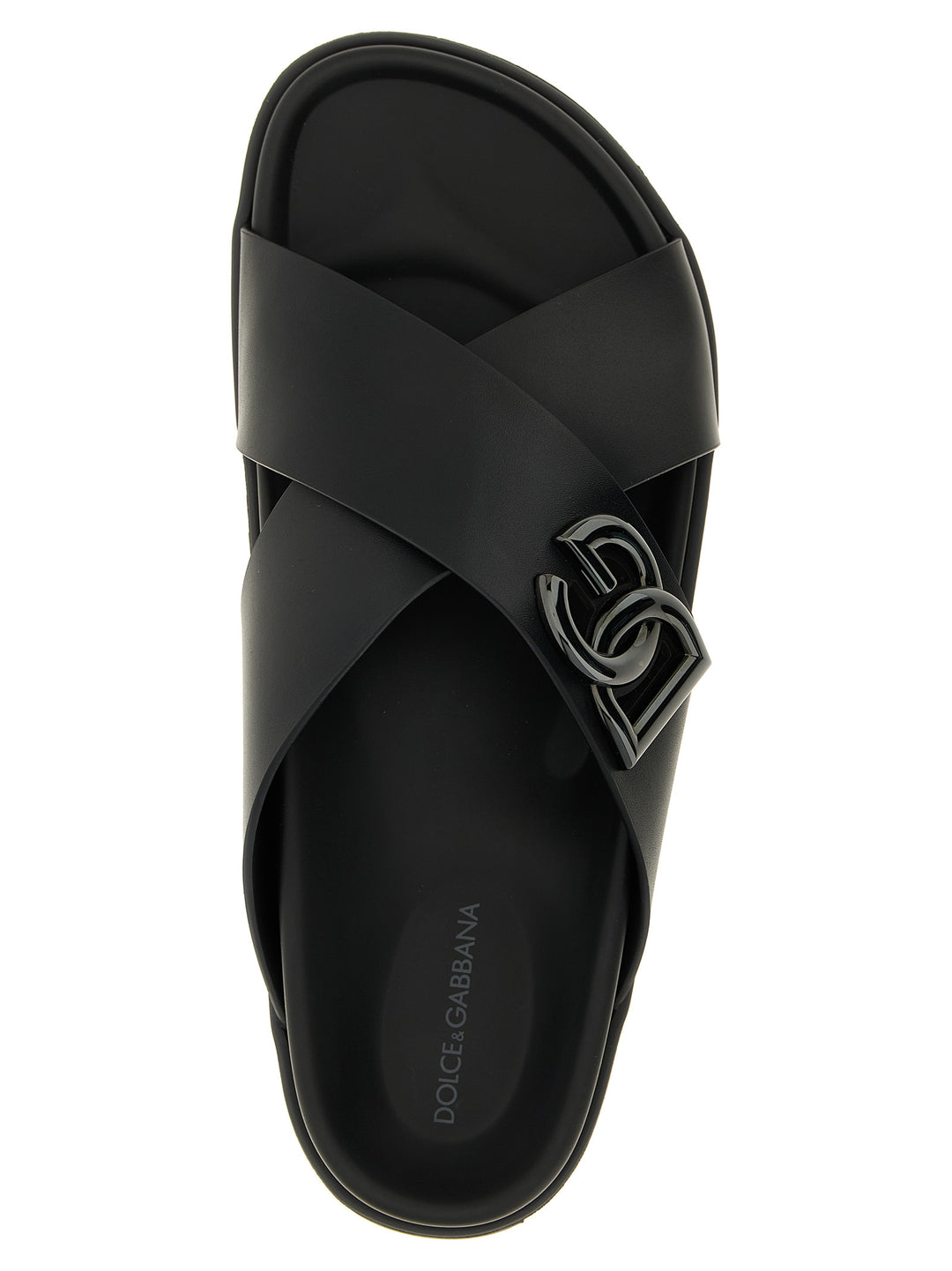 Dolce & Gabbana Leather Slides Sandali - Nero | 3f332bf2e708784d18bd3b4950ff5157f67a9402