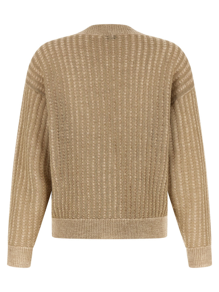 Peserico Waffle Lamé Cardigan Maglioni - Beige | b91aa29a8d6cfcc4cfc388272d5461f34c97b635