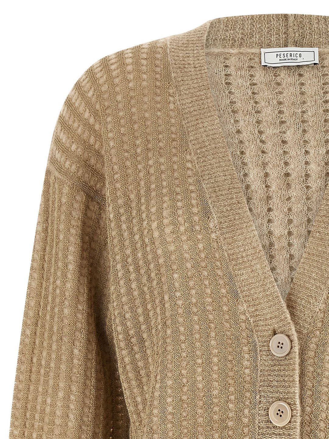 Peserico Waffle Lamé Cardigan Maglioni - Beige | ace8acd8e6c01ae952d8bae2a2e3eb6aef419e2a