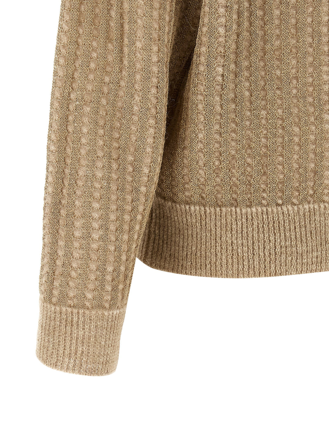 Peserico Waffle Lamé Cardigan Maglioni - Beige | 1b8bc5ef1f7326e3f2e69c8569cf870398aae987