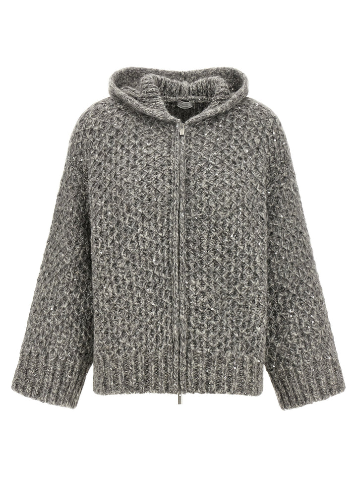 Peserico Zipped Hooded Cardigan Maglioni - Grigio | aff90ed0fbc5f3d074b566f39b4fde4e1b45789c
