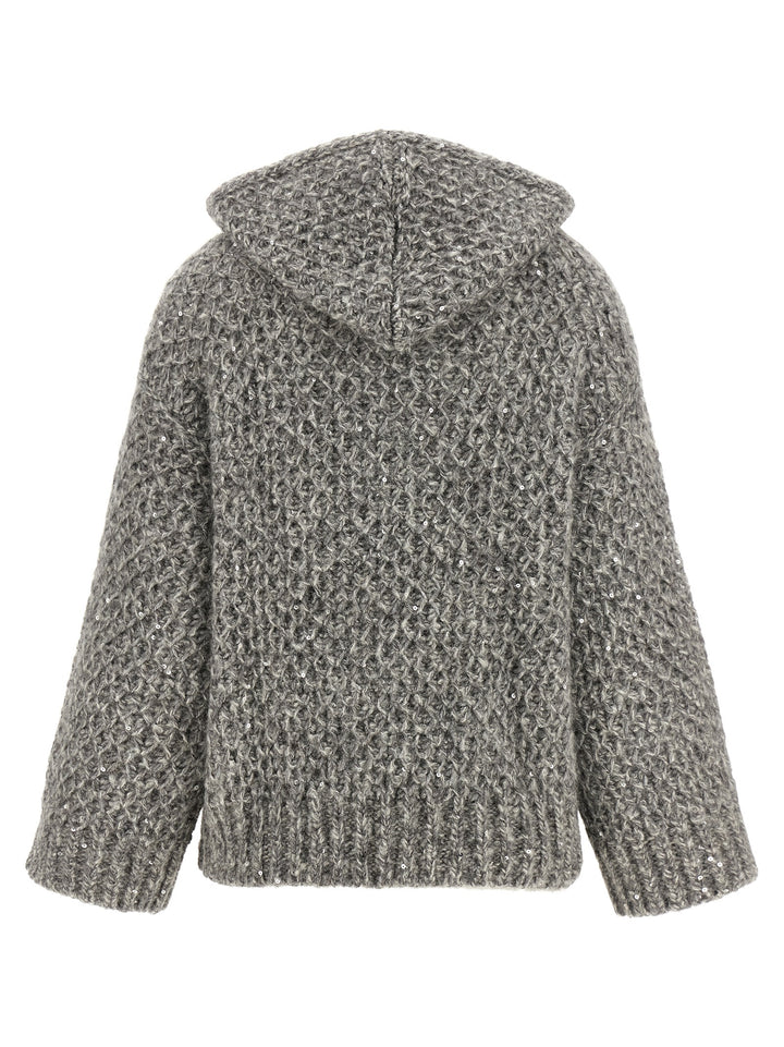 Peserico Zipped Hooded Cardigan Maglioni - Grigio | abd951556ad010743b2eea63671e48caf6c54799