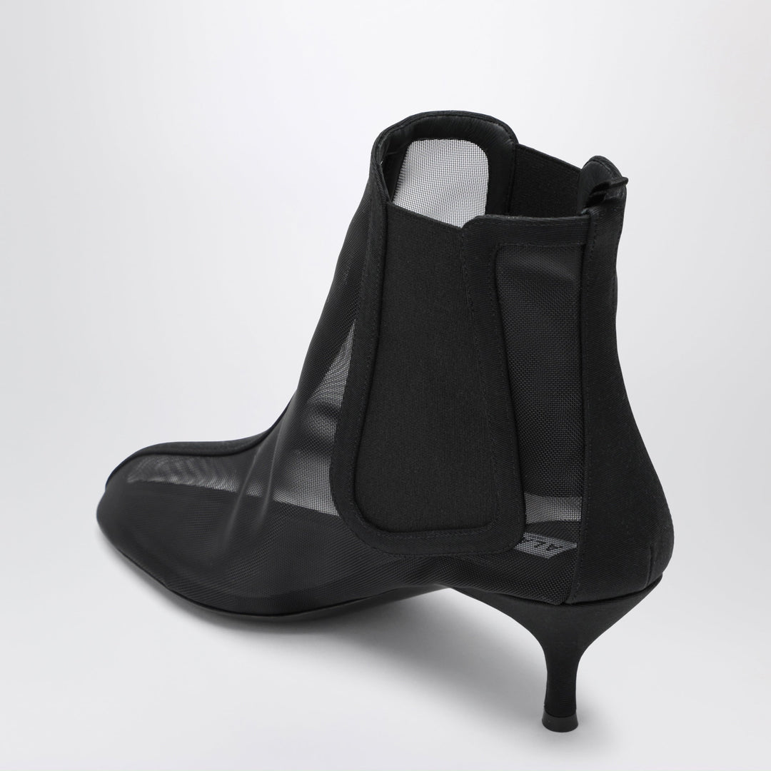 Alaïa Black Ankle Boots In Sheer Mesh