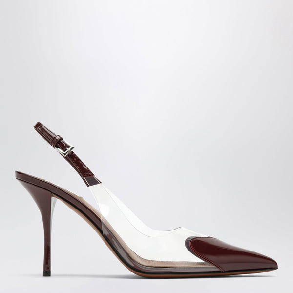 Escarpins Slingback Hauts Le Coeur En Rouge Grenat Patent Leather