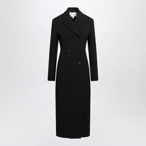 Black Tailored Wool Crêpe Coat