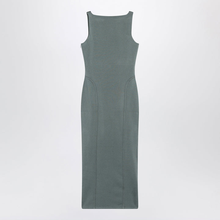 Alaïa Robe Ajustée Gris-Vert En Mélange De Soie