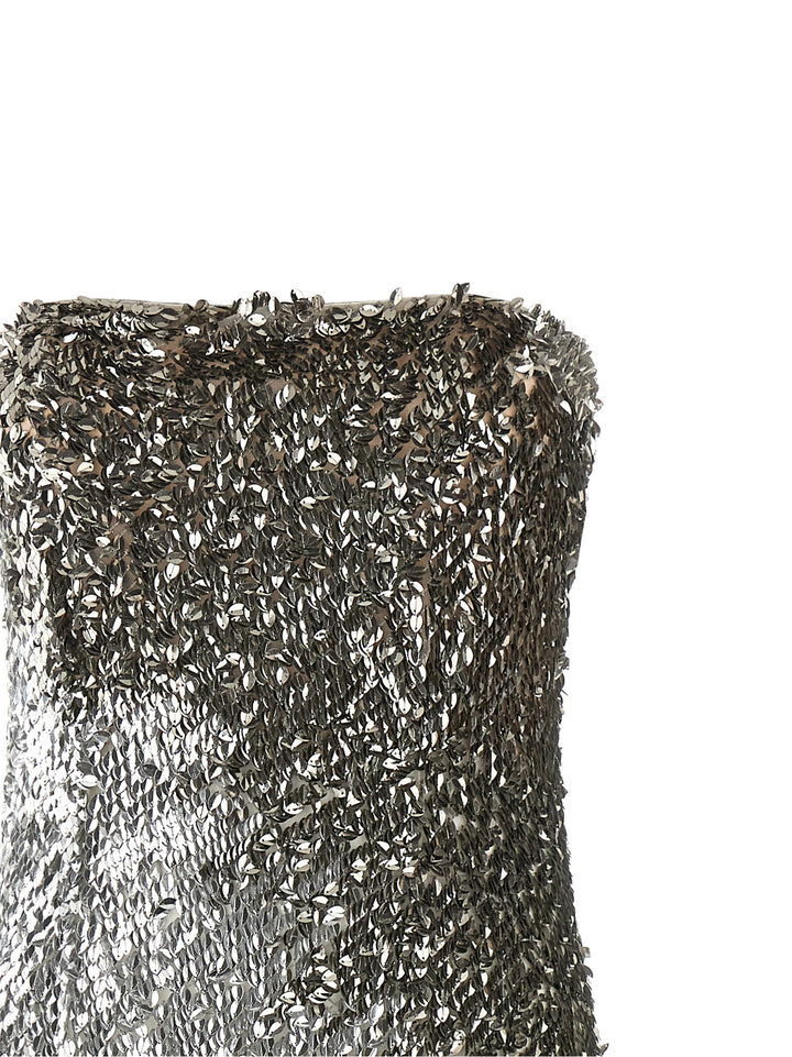 Elisabetta Franchi Metallic Tulle Dress Abiti - Silver | 4b97a78c637616bc058b41f97d5360fccda3c37b