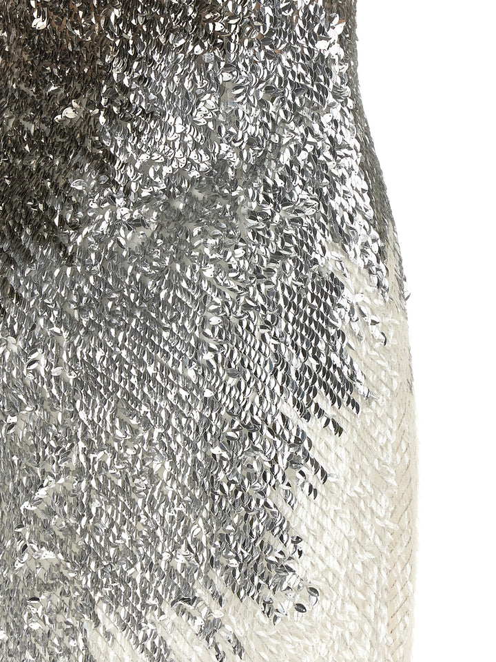 Elisabetta Franchi Metallic Tulle Dress Abiti - Silver | e02e8ecfd164fd39588c7068ef8945ff6833d316