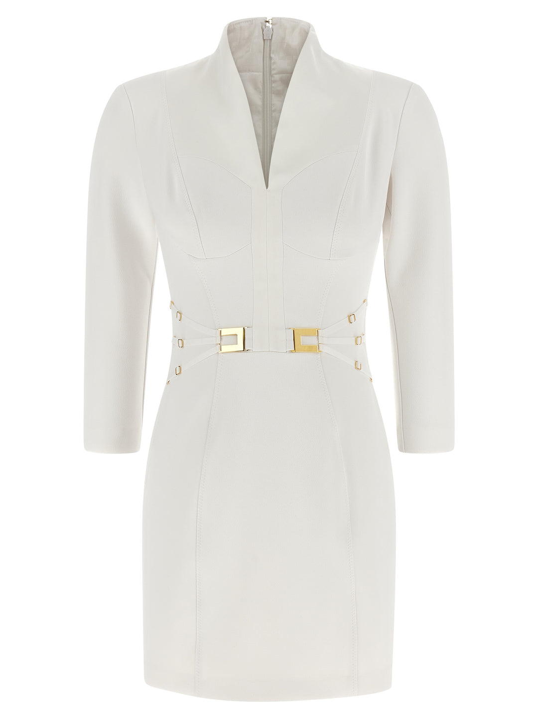 Elisabetta Franchi Logo Dress With Elastic Bands Abiti - Bianco | ba8c58d3083e7aa03225d9f05faac87caa108591
