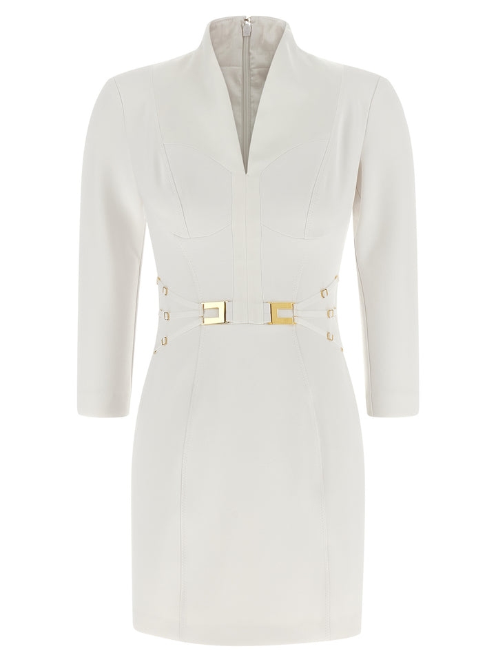 Elisabetta Franchi Logo Dress With Elastic Bands Abiti - Bianco | ba8c58d3083e7aa03225d9f05faac87caa108591