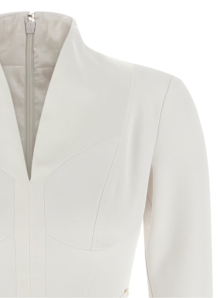 Elisabetta Franchi Logo Dress With Elastic Bands Abiti - Bianco | 1d9dbd267828f09d8c67b1a10d452246c1ab7bf8