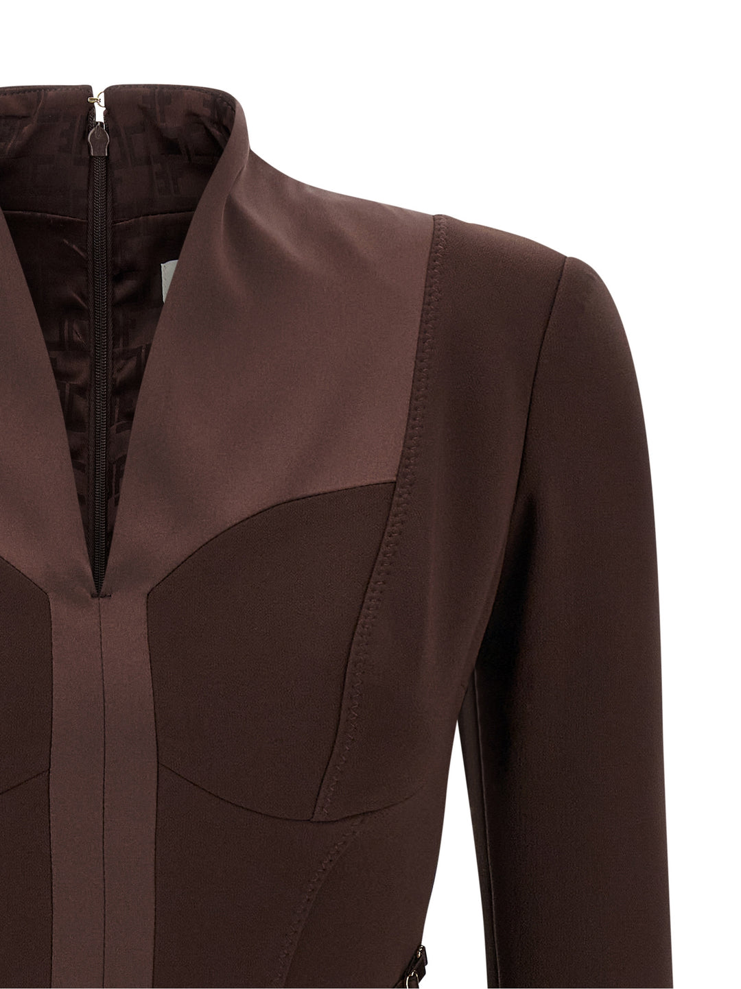 Elisabetta Franchi Logo Dress With Elastic Bands Abiti - Marrone | 62efb92f8484a94d90bc018f818960eec58aca81