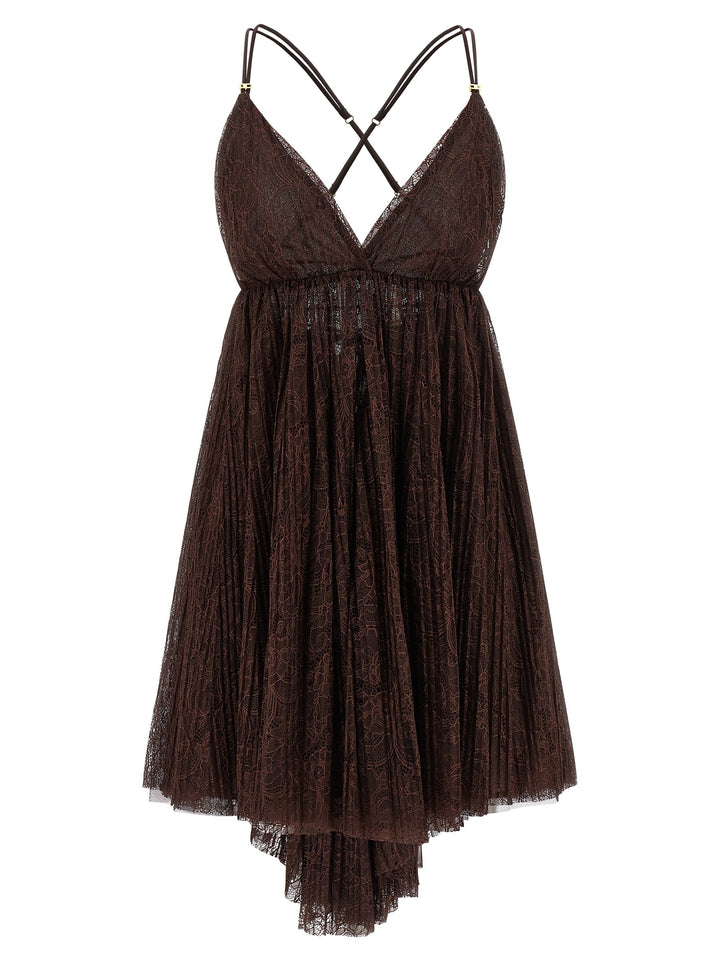 Elisabetta Franchi Lace Mini Dress Abiti - Marrone | 7d23e61910d261b1107a1c35c2f8a0a17843cd2f