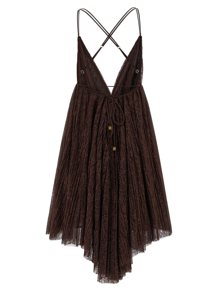 Elisabetta Franchi Lace Mini Dress Abiti - Marrone | d392fd6aa893fc1048d7ec278eb8dcd28ae7f68a