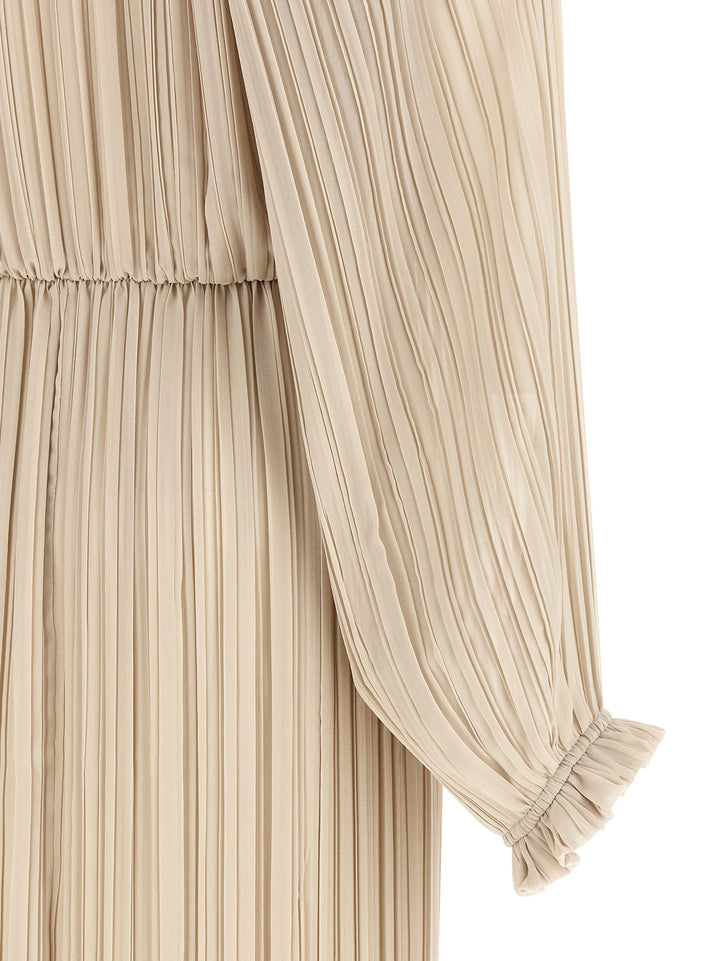 Fabiana Filippi Long Pleated Dress Abiti - Beige | 23a6c853f86ea66718b056cfb4c8154426086819
