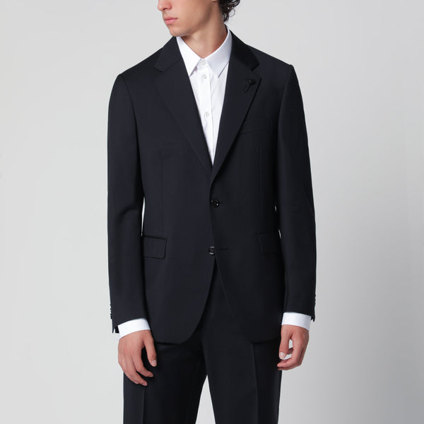 Blue Single-Breasted Jacket In Wool