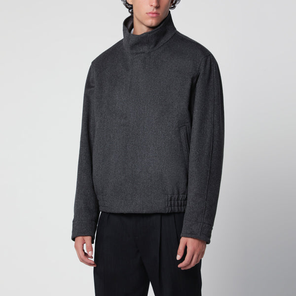Grey Zip-Up Jacket In Wool