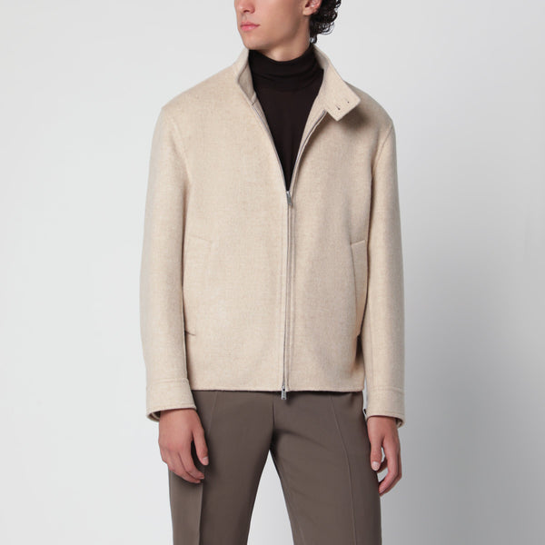 Beige Con Cremallera de Lana y Cachemir
