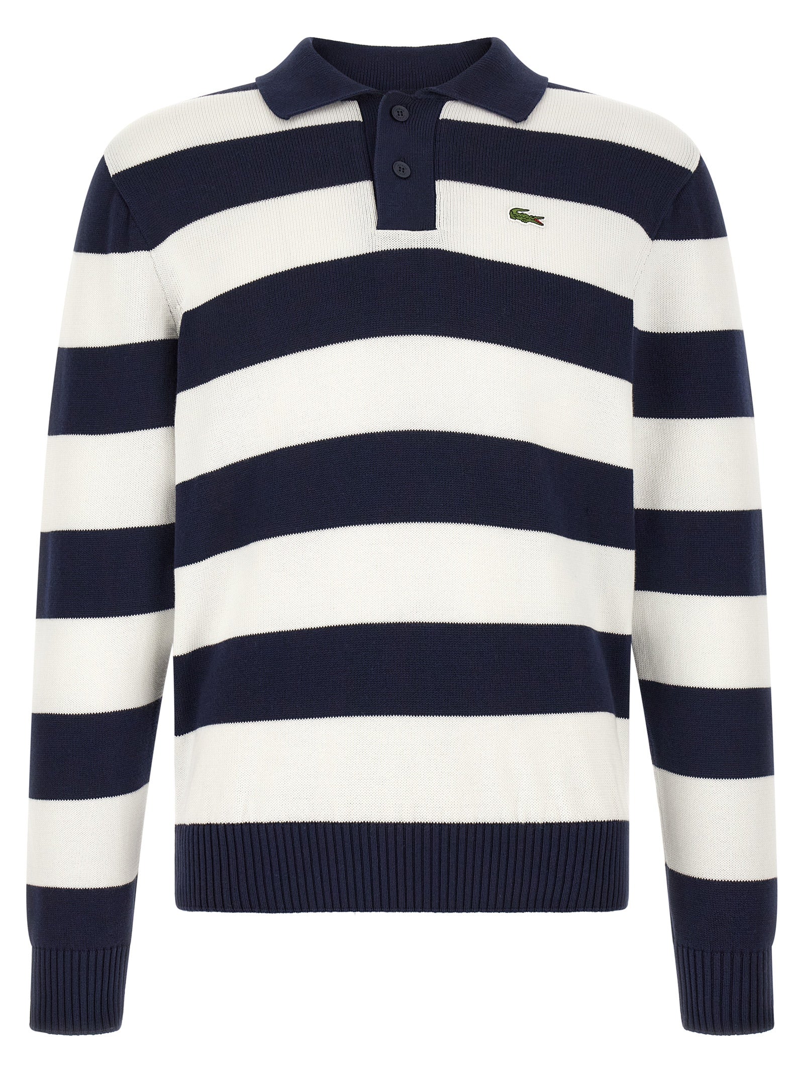 Lacoste Striped Pulover With Polo Collar Maglioni - Bianco | edf1843cd647209e2a662bf61d07bb810e196942
