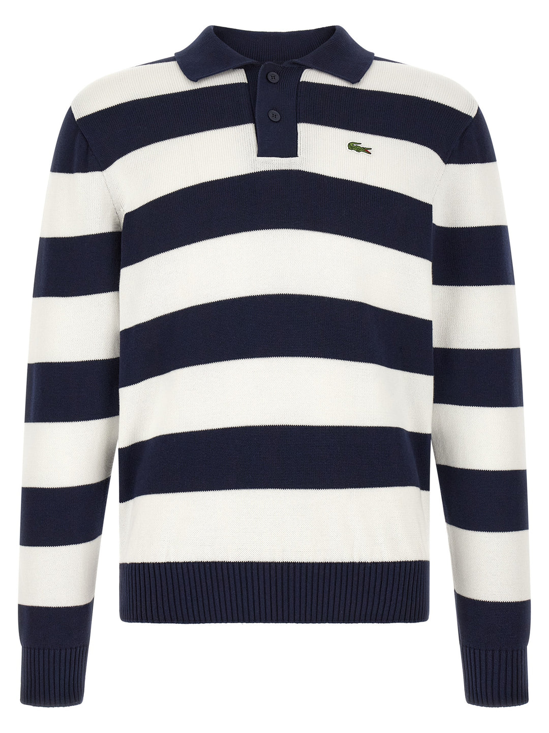 Lacoste Striped Pulover With Polo Collar Maglioni - Bianco | edf1843cd647209e2a662bf61d07bb810e196942