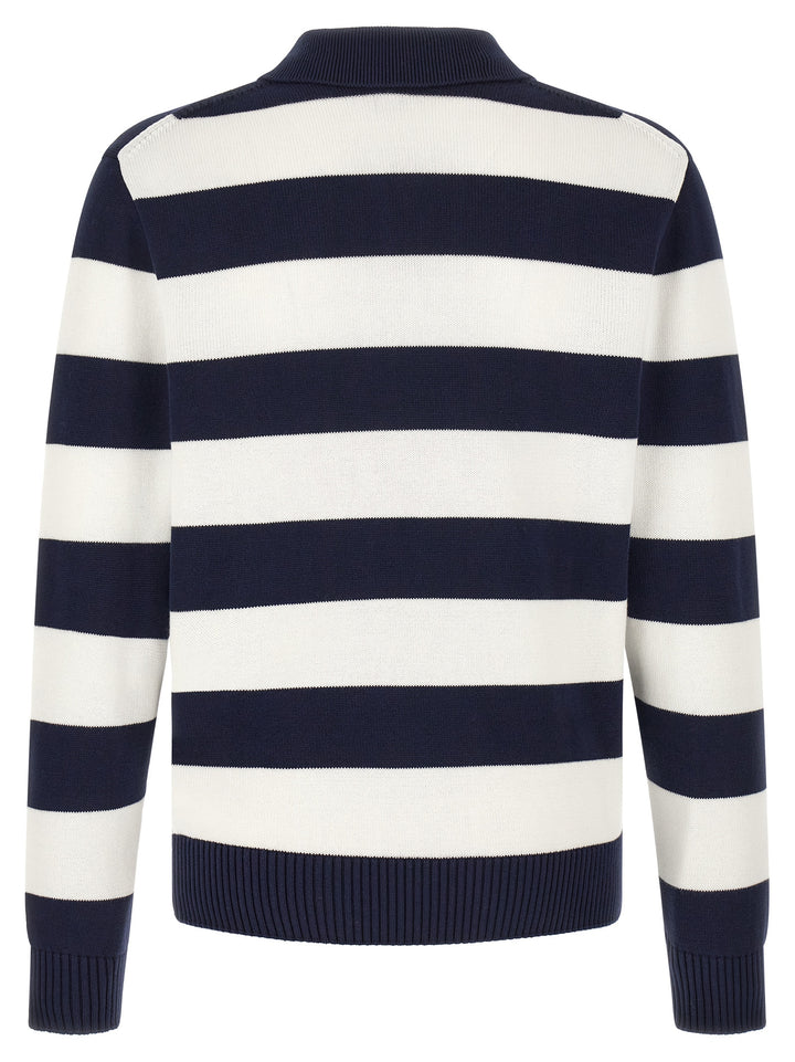 Lacoste Striped Pulover With Polo Collar Maglioni - Bianco | fdbf2ba1affdbbb6f3935468b38176836b5309b5