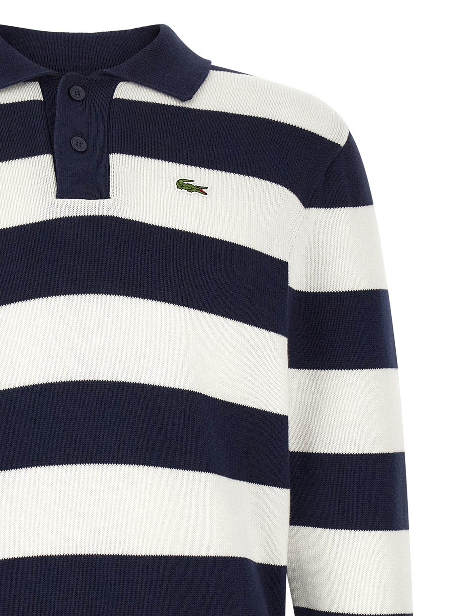 Lacoste Striped Pulover With Polo Collar Maglioni - Bianco | 7bd82f73341f0d2d10248c79889a4d93a9756246