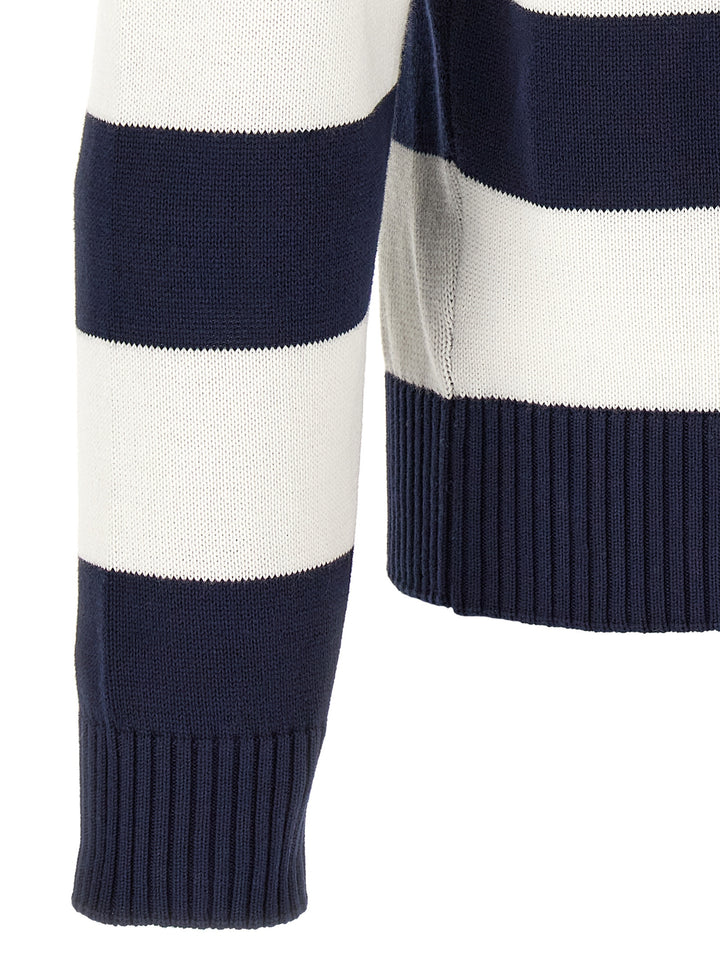 Lacoste Striped Pulover With Polo Collar Maglioni - Bianco | eb374ccc570bb354a0099d683e37d677cc536008